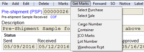 Get marks attached to the sample