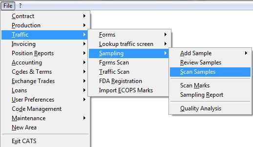 Scan sample access menu