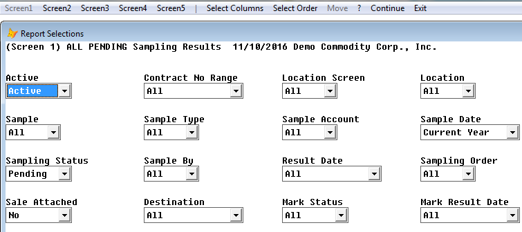 Select order and columns for report