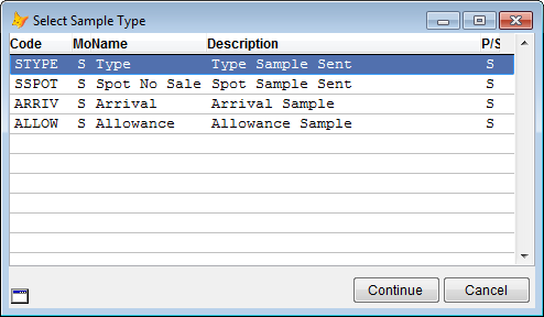 Select sample type