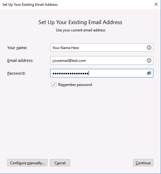Enter your email credentials