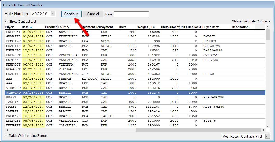 Add item to existing sale contract