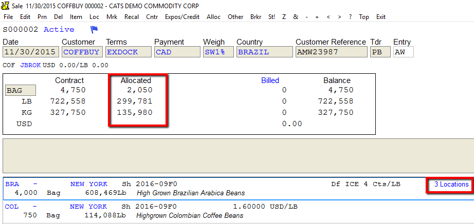 Look at the Allocated column to see the number of units allocated.