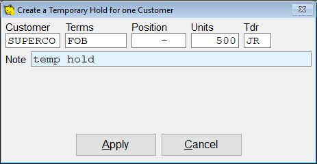 Enter units and press apply to continue