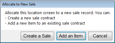 Choose whether to add a new sale contract or add a sale item to an existing contract.
