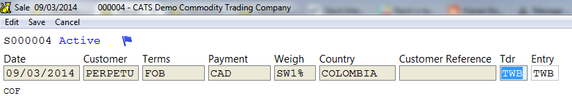 Edit the sale contract and click on //Save//.