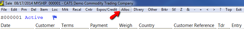 Select //Alloc// from the menu to review the allocations for this sale.