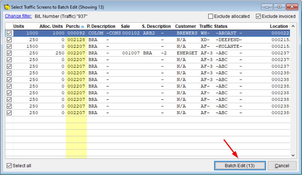 Select Batch Edit to continue.