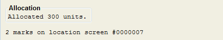 If an allocation exists, the allocation information will be displayed.