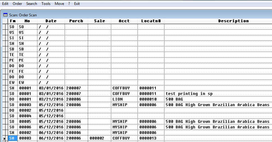 Traffic forms scan main screen