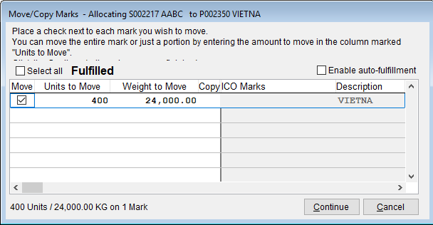 Click on the check boxes for the marks you want to move, or change the units on each mark listed, and pick Apply to proceed.