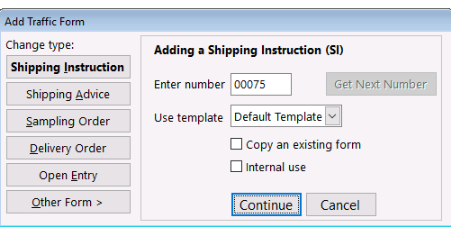 Adding a traffic form