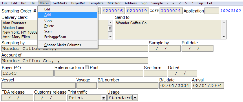 Add marks to a sampling order