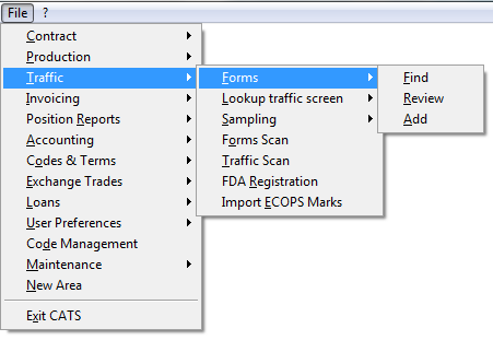Add Form from Main Menu