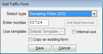 Select type of traffic forms