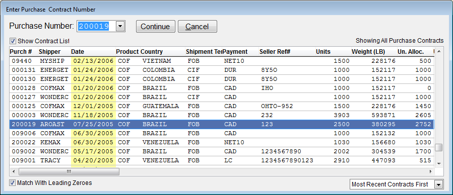 Choose purchase order