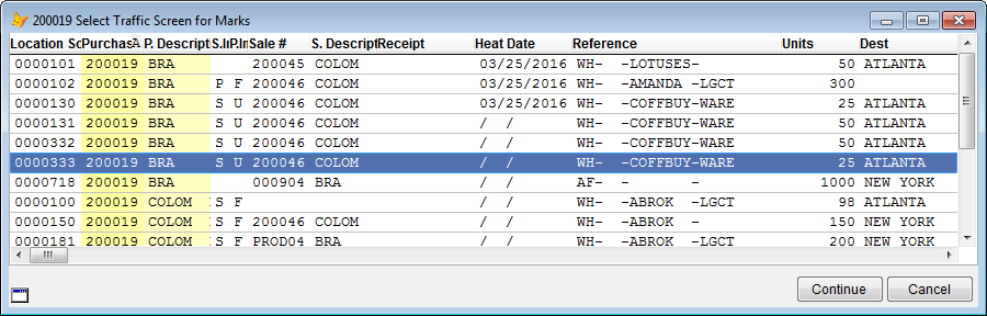 Select the traffic screen for marks