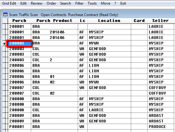 Search by purchase contract results