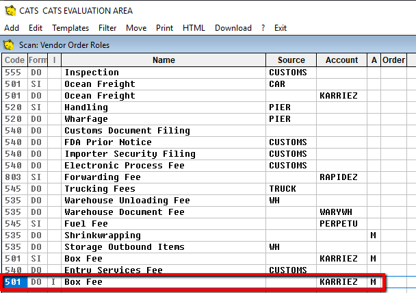 Manual role displaying M in the Active column