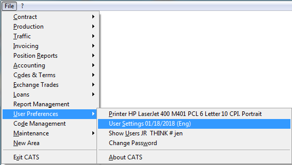 User settings, appearance tab
