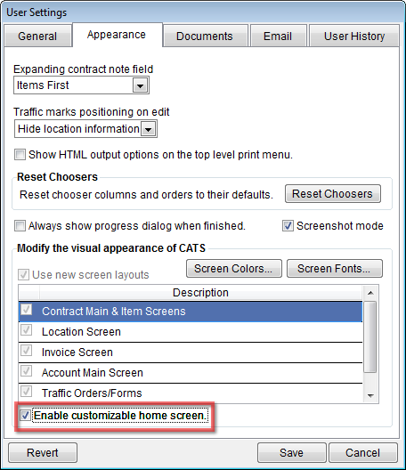 Enable customizable home screen