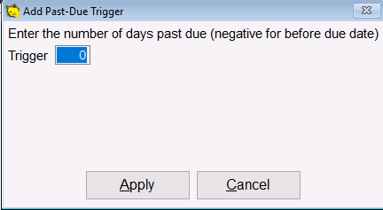 Enter number of days past due.