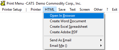 Print menu options
