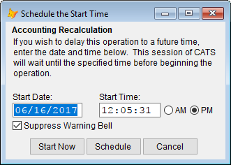 Schedule the recalculation start time.