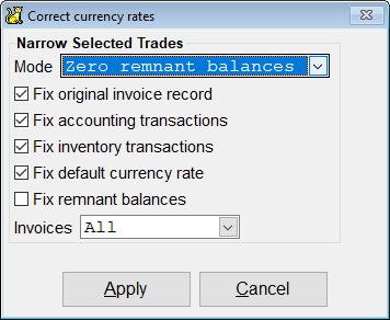 Options to use for the recalculate feature.