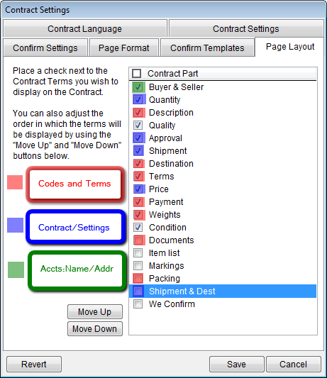 Contract Page Layout Settings