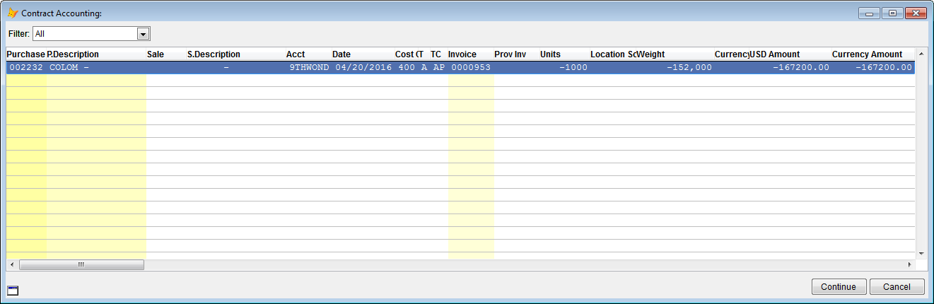Contract Account History Filter