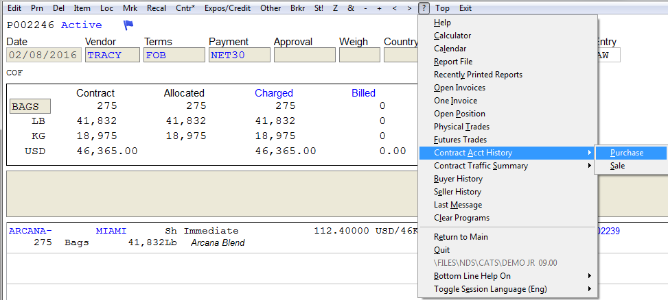 Contract Account History