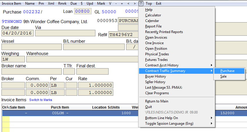 Contract Traffic Summary