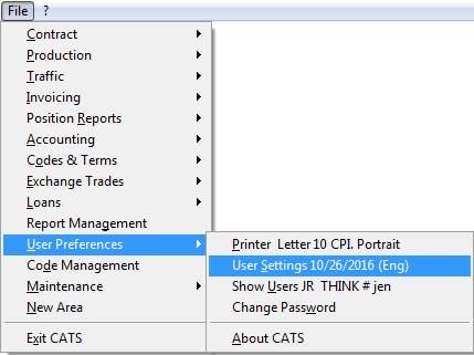 Access menu to set a date in CATS