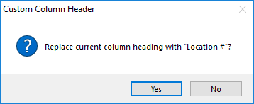 Confirm the column header