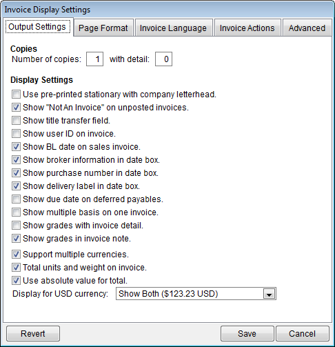 Output Settings Tab