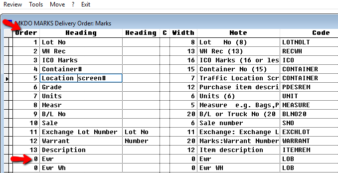 Choose the columns to be displayed