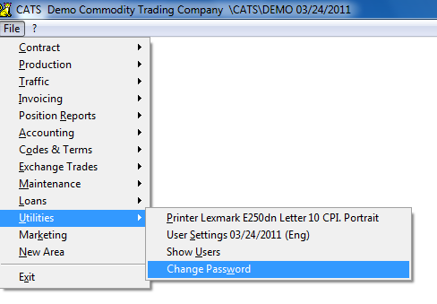 Change Password from the Menu